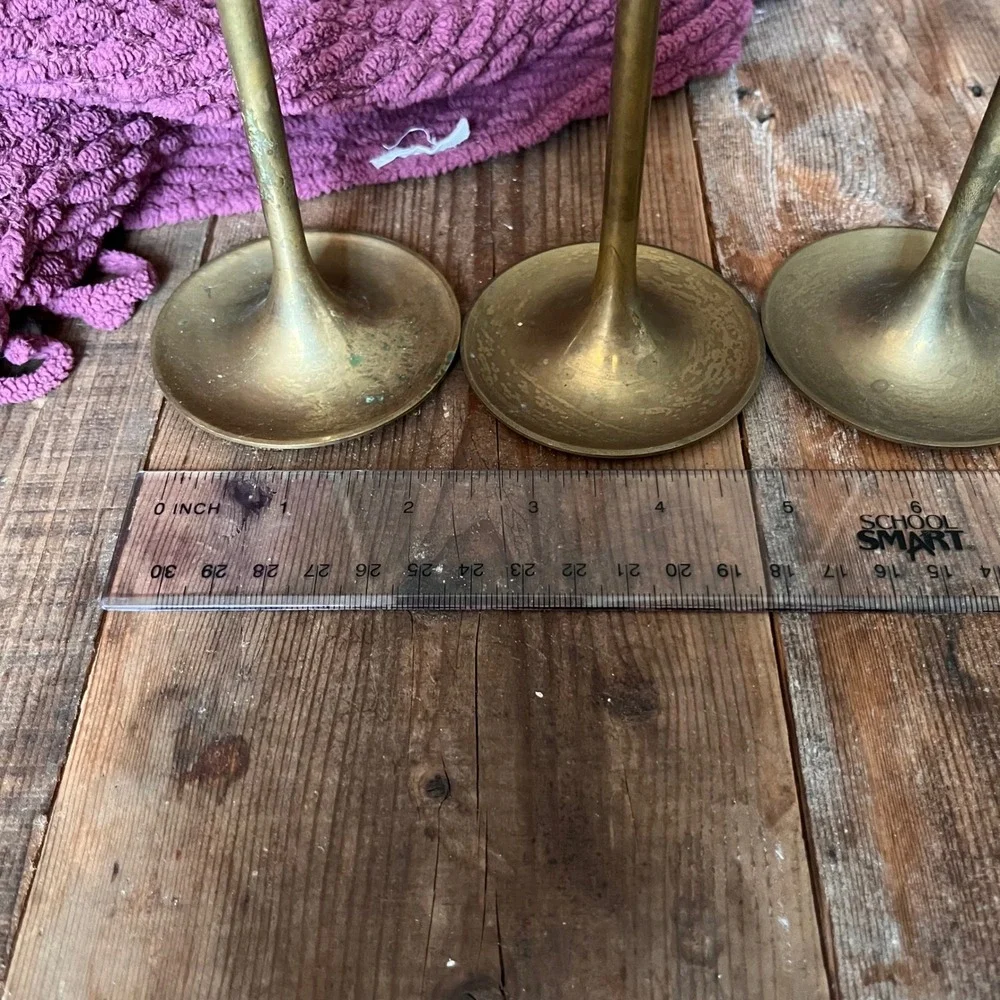 Vintage Graduated Brass Candlesticks Set of 7 Ascending Height Taper Holders